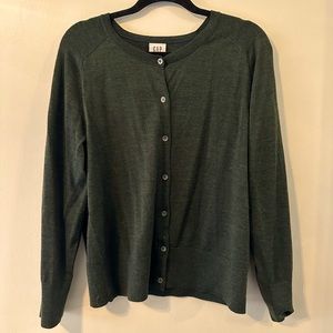 Dark Forest Green Cardigan - 100% Merino Wool